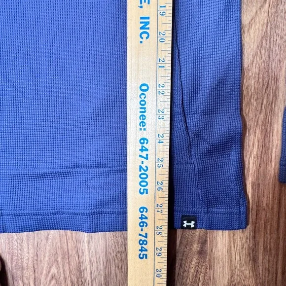 Under Armour NWT Project Rock Mens M Long‎ Sleeve Fitted Thermal Crew Shirt Blue - Picture 10 of 10